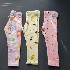 Dot Dot Smile 2T Leggings 3pc Bundle Stretch Elastic Waist NWT
